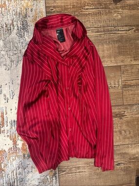 H&M Crimson Red Pinstripe Button-Down Shirt, pj’s